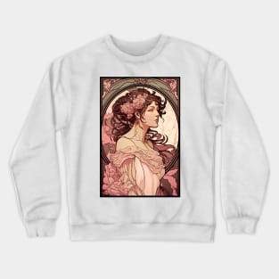 Brunette in Pink Crewneck Sweatshirt